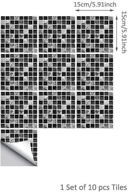 funlife 10Pcs Peel and Stick Tile Backsplash for Kitchen, Self-Adhesive DIY Waterproof Stickers, Vinyl Wall Decals Bathroom Decor, Mosaic Creative...