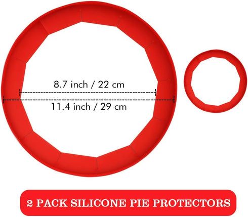 Adjustable Silicone Pie Crust Shields - Baking Protectors Cover Ring Fits 8-11.4 Inch Pies...