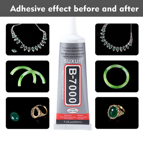 B7000 Rhinestone Glue for Crafts DIY 50ml Multi-Function Clear Jewelry Glue for Jewelry Making Super Adhesive for Phone Screen Repair(2.1 FL.OZ)...