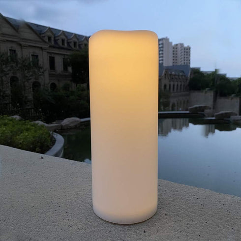 Outdoor Waterproof Flameless Candle with Timer - Flickering White Plastic Battery Operated LED Lantern Light Bright Resin Electric Pillar for Outs...
