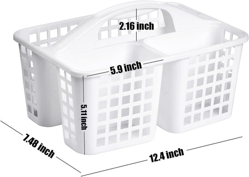 ALINK Plastic Shower Caddy Basket with Compartments, Portable Divided Cleaning Supply Storage Organizer with Handle for College Dorm Bathroom - Wh...