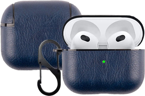 2021 Leather Case Compatible with AirPods 3rd Generation, Fully-Wrapped Portable Shockproof Leather Cover with Keychain for Apple Airpods 3 Chargi...