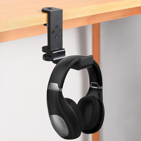 Foldable Headphone Stand Hanger Holder Aluminum Headphone Clamp Hook Under Desk, Save Space Headphone Hanger Holder for Universal Headphones (Lico...
