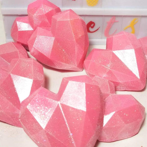 8 Grid Diamond Heart Silicone Cake Chocolate Mold Silicone Baking Pan Mold for DIY Cake Mousse Dessert 3D Diamond Love Heart Shaped Mould for Cand...