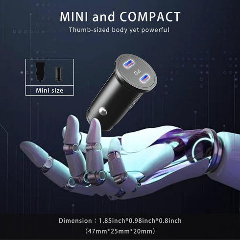 USB C Car Charger, Mini 60W USB C Fast Charging Cigarette Lighter, Dual PD3.0 Car Charger Compatible with iPhone 15, Galaxy, iPad Pro,Macbook air ...