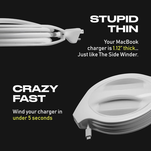 Fuse Reel Side Winder MacBook Charger Organizer Compatible with USB-C and MagSafe Apple Adapter - Travel Essential and Desk Cord Case and Cable Ma...