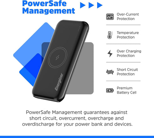 Energizer 10000mAh Wireless Portable Charger 15W Quick Charge Power Bank Power Delivery Compatible with iPhone, Samsung Galaxy, Google and etc_QE1...