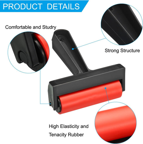 PATIKIL 4 Inch Rubber Roller Brayer, Anti Skid Hard Rubber Roller Tools for Wallpaper Art Craft Printing Printmaking Ink Stamping Tape Constructio...
