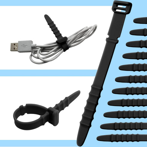 30 Pieces Silicone Zip Ties, 4.5 Inch Reusable Wire Ties Rubber Cable Ties Straps for Charging Cables, USB C Cable, Lightning Cable, Earphone Line...