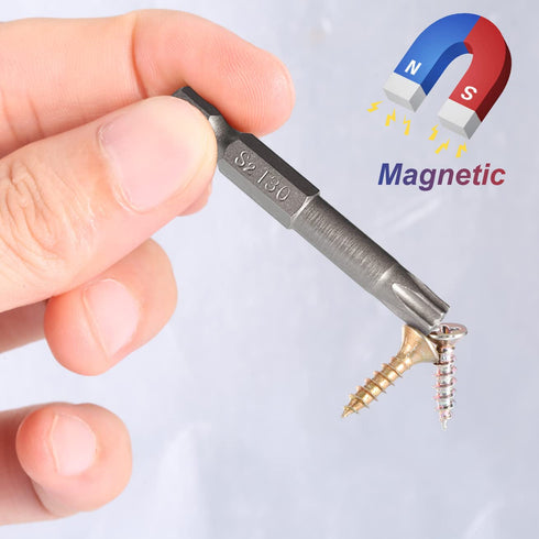 Torx Screwdriver Bit Set, PTSLKHN S2 Steel Magnetic Security Tamper Proof Star 6 Point Screw Driver Kit Tools, 12PCS 1/4" Hex Shank T5-T40 50mm Le...