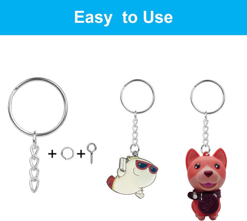 150PCS Sliver Keychain Rings Kit, 50PCS Key Chain Rings with Chain and 50PCS Open Jump Ring with Screw Eye Pins for Jewelry Making Supplies...