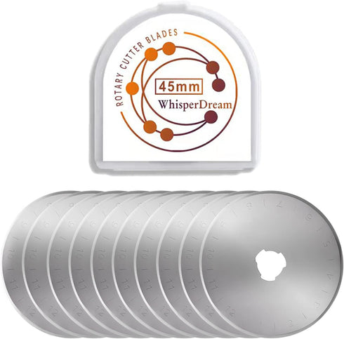 WhisperDream 45mm Rotary Cutter Blades - 10 Pack Replacement Blades - Sharper Blades Have Better Cutting Effect, Great for Sewing, Quilting Suppli...