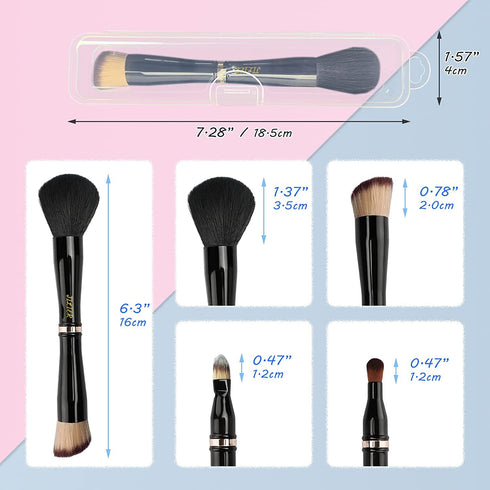 Travel Makeup Brushes with Case, 4 in 1 Makeup Brush Set, Powder Brush, Foundation/Blush Brush, Eyeshadow Brush, Concealer Brush, Double Ended Mak...