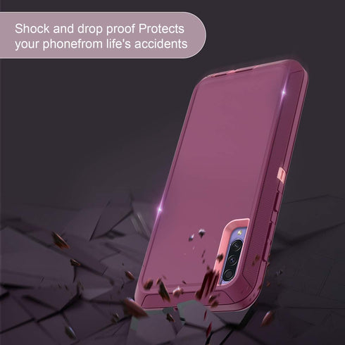 for Samsung Galaxy A50/A50S Case - Shockproof 3 in 1 Full Body Protection, Purple/Pink...