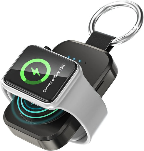 Portable Wireless Charger for Apple Watch Series 9/8/Ultra/7/6/5/4/3/2/SE,1000mAh iWatch Charger Magnetic Power Bank, Compact Travel Smart Keychai...