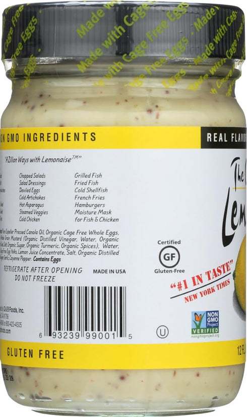 Lemonaise - A Zesty Citrus Mayo - All Natural Lemon Mayonnaise For Sandwich Spreads, Dips, and Dressings - 12 Ounce Jar (Pack of 2)...
