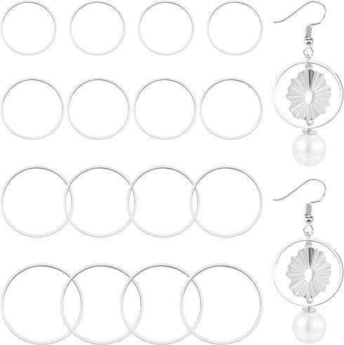160PCS Earrings Beading Hoop Earring Finding Round Circle Earring Beading Hoop Earrings Pendant Round Beading Hoop for Jewelry Making DIY Crafts A...
