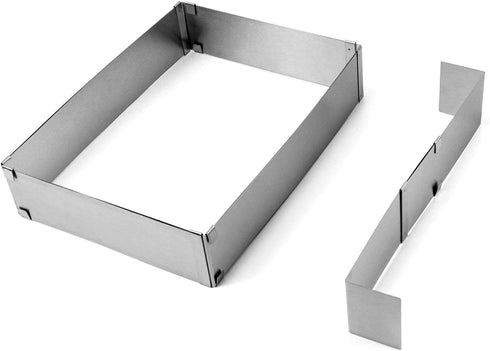 QWORK Stainless Steel Sheet Pan Extender, Adjustable Cake Mold Ring, Half Size, Square, 1 Pack...