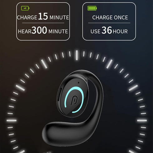 Open Ear Bluetooth 5.3 Headphones,Single Wireless Earbuds with Earhooks,Noise-Cancellation Stereo Sound 36 Hours Playtime Sports Earpiece for Runn...