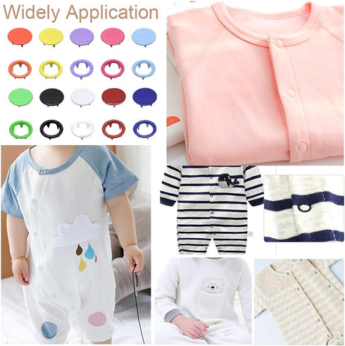 200 Sets Snaps Fasteners Kit 9.5mm 10 Colors Metal Prong Ring Button Hollow and Solid Metal Prong Snaps Buttons with Fastener Pliers Press Tool fo...