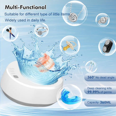Ultrasonic Cleaner Retainer Cleaning Machine, 2024 Upgraded 40W 340ML 49KHz Jewelry Cleaner Ultrasonic Machine, Professional Dental Cleaner for De...