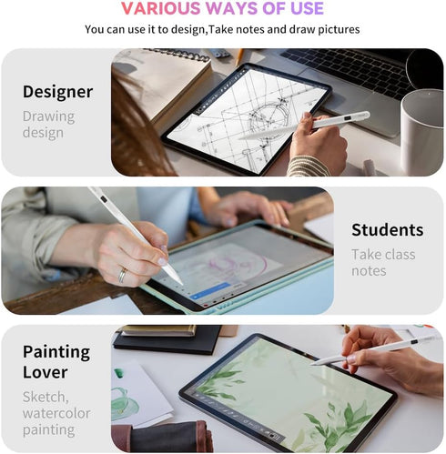 iPad Pencil Magnetic Stylus Pen, Smart LED Display Power, Apple Pen Compatible (2018-2023) iPad 10/9/8/7/6, iPad Air, iPad Mini 6/5, iPad Pro 11 1...