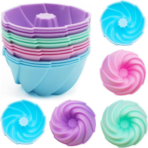 MURISE Mini Bundt Cake Pan for Baking, Silicone Bundt Cake Pan Nonstick, 3.07 Inch Small Bundt Cake Pan, Mini Cake Mold for Cupcakes, Jellies, 12 ...