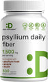 Psyllium Husk 1500mg Per Serving, 300 Capsules – 3 in 1 Fiber with Inulin & Acacia Complex – Natural Soluble Fiber Supplement, Supports Digestive ...