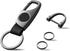Carabiner Keychain, Key Chains for Car Key with 2 Key Rings and Anti-Lost D-Ring, Multifunctional Leather Keychains for Men and Women – Grey(Black...