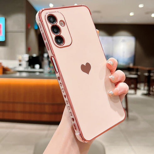 for Samsung Galaxy A15 5G Case for Women Girls, Cute Love Heart Luxury Plating Bumper Full Camera Protection Soft TPU Silicone Shockproof Slim Pro...