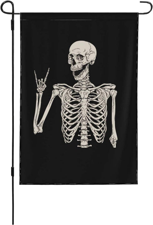 Skeleton Skull Boho Hippie Garden Flags Double Sided, Welcome Summer House Flag Banners for Christmas Decorations 12.5"x18"...