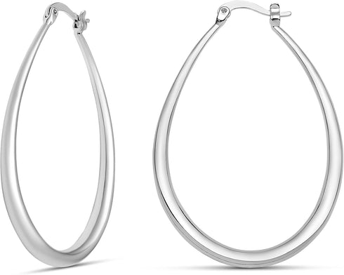 MILLA Oval Hoop Earrings - 14K Gold Plated, Rose Gold Plated and Sterling Silver Plated Hoop Earrings for Women - Hypoallergenic & Lightweight...