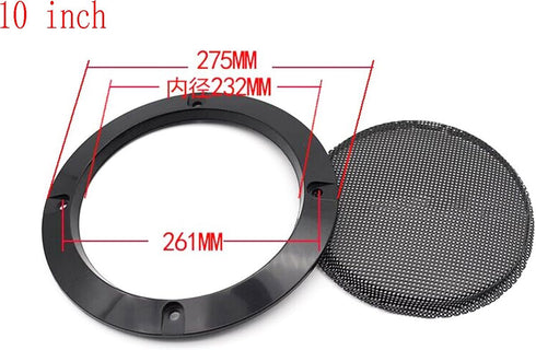 10" Universal Speaker Grille Mesh Cover, Round Decorative Ring Woofer Protection Grille Protective Cover for Cars Home Stereo DIY Accessories Blac...