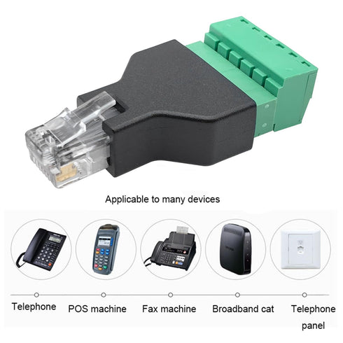 5Pcs RJ11 Male to 6 Pins Screw Terminal Block Adapter for Cat3 Telephone Handset Cords Extender, RJ12 6P6C Modular Connector...