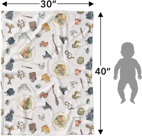 Harry Potter Lightweight Baby Blanket, 30"X40", Whimsical Icons Unisex for Infants Girls & Boys...