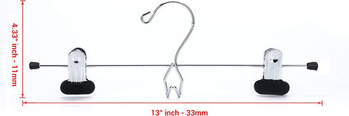 6 Quality Pants Hangers Heavy Duty Add-on Skirt/Slack Metal Hanger, Extra Wide Adjustable Clips, Multi Stackable Add on Hangers, Chrome, Jeans, Bo...