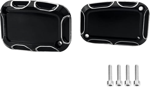 Motorcycle Brake Clutch Master Cylinder Covers Aluminum Left and Right Brake Reservoir Cylinder Cover for Harley Touring Street Electra Glide Road...