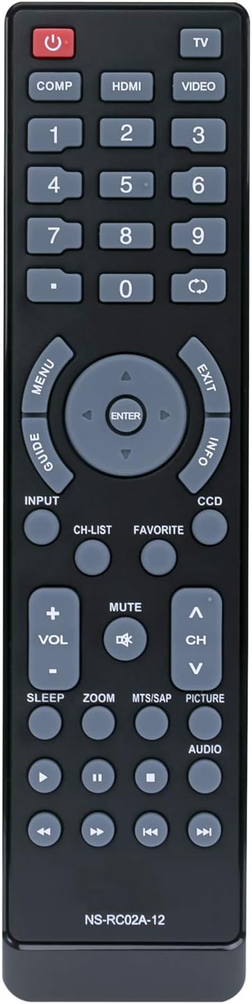 New NS-RC02A-12 Remote fit for Insignia TV NS-15E720A12 NS-19E720A12 NS-22E730A12 NS-24E730A12 NS-32E740A12 NS-37L760A12 NS-42E760A12 NS-42L780A12...