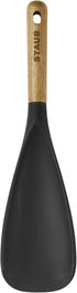 STAUB Multifunction Spatula Spoon, Great for Both Cooking and Serving Durable BPA-Free Matte Black Silicone, Acacia Wood Handles, Safe for Nonstic...