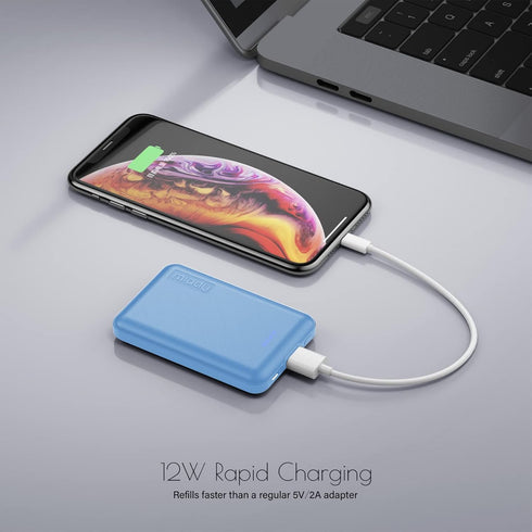 Miady 2-Pack 5000mAh Mini Portable Charger, Power Pack with 5V 2.4A USB Output, Power Bank Phone Charger for iPhone XR, 11, 12, Android Phones and...