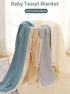 Cotton Muslin Baby Blanket with Tassel?Large 47" x 47" Baby Receiving Blanket with Fringe, Boho Muslin Swaddle Blanket with Fringe, Nursery Decor ...
