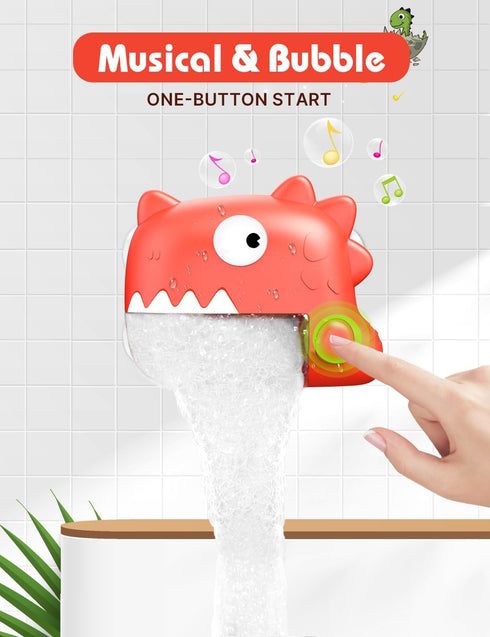 Dinosaur Baby Bath Toys | Automatic Musical Bubble Machine | Bathtub Toy for Toddlers Ages 18 Months + | 4 x Strong Suction Cups | Mold-Free | Bes...