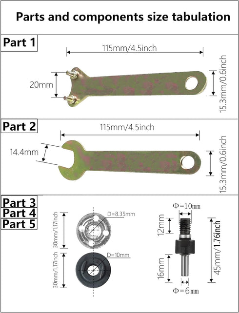 5 in 1 Electric Drill Conversion Angle Grinder Adapter Connecting Rod Kit with Wrench Variable Shaft Coupler Converter Tool, 6mm Arbor Mandrel Ada...