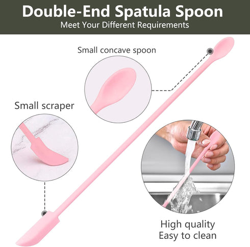Pink Mini Spatula Silicone Spatula Set of 4, Makeup Spatula Tiny Spatulas for Cosmetics, Small Spatula Beauty Spatula, Rubber Spatula Thin Jar Spa...
