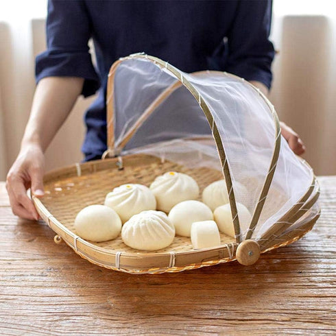 Food Serving Tent Basket - BESTCHANCEUS Hand Woven Bamboo Serving Basket Dustproof Bug Proof Mosquitoesor Vegetable Fruits Food Meals Rectangle 34...