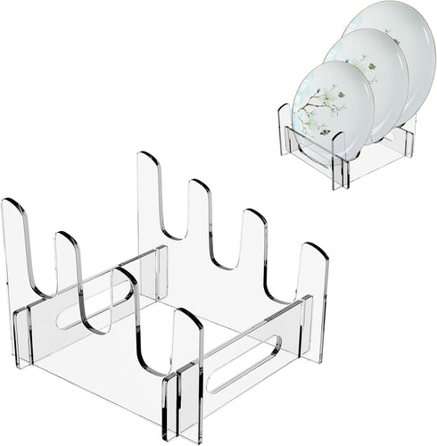 Acrylic Plate Display Stand,Clear Dish Display Easel, Clear Acrylic Display Easel, Clear Tablet Holder for Displaying (2PC, 3 Layer)...