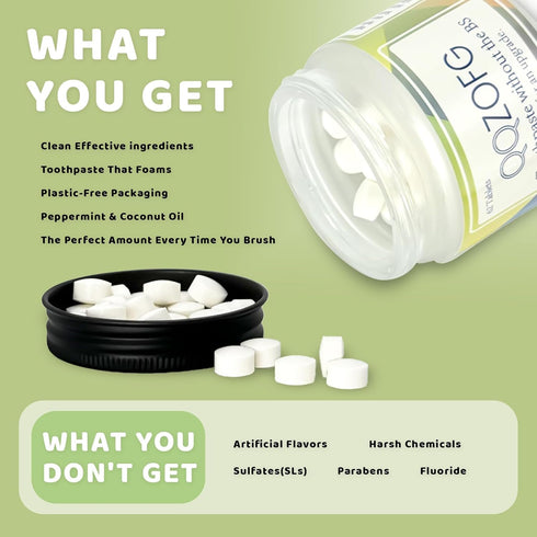 Toothpaste Tablets, Flouride Free Nano Hydroxyapatite Toothpaste Tabs, Sensitive Toothpaste Tablets, Peppermint Flavored Strengthen Teeth, Eco & T...