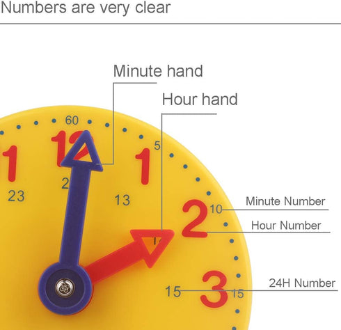 Student Learning Clock Time Teacher Gear Clock 4 Inch 12/24 Hour...