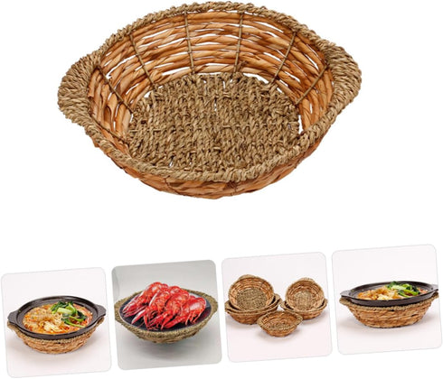 Dolsot Pot Base Woven Storage Baskets Serving Tray Stone Bowl Base Casserole Pot Holder Woven Casserole Pot Mat Stone Pot Mat Rattan Multifunction...
