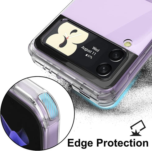 for Galaxy Z Flip 3 Case Cover Clear Card Slot Slim Hard Rugged TPU Edge Protective Case Z POP...